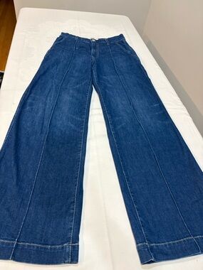 AMO Dark Blue Wide-Leg Jeans with Front Seams